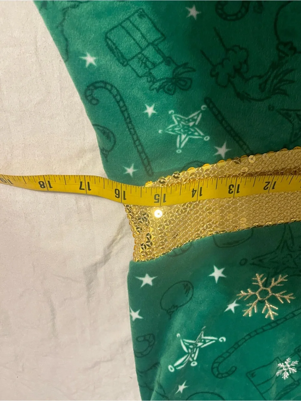 Green Grinch-Themed Girls Holiday Dress with Gold Sequin Trim